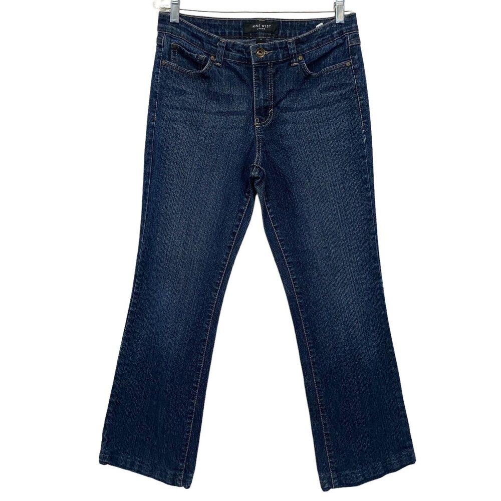 Nine West Jeans SAMS SANTA MONICA‎ Straight Leg Dark Wash Stretch size 10 HEMMED